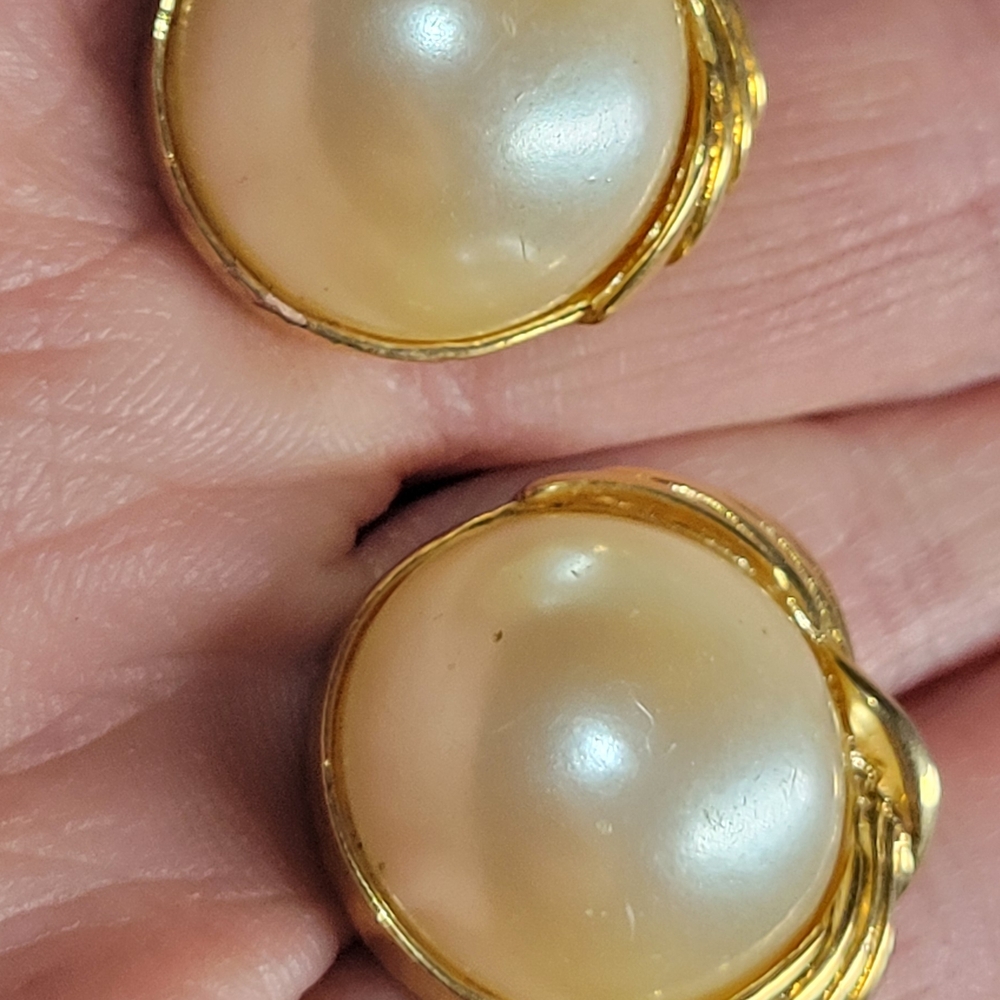 Elegant Gold & Faux Pearl Earrings
